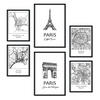 POSTER Set Mit 6 Drucke Von Frankreich Von Karten In Schwarz Weiß A3 & A4 Rahmenlos - Klar, Papier (29/3cm) - Nacnic