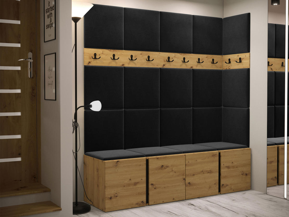 GARDEROBEN-SET Orion II - Anthrazit/Eiche Artisan, Holzwerkstoff/Kunststoff (168/186/46cm) - MIRJAN24