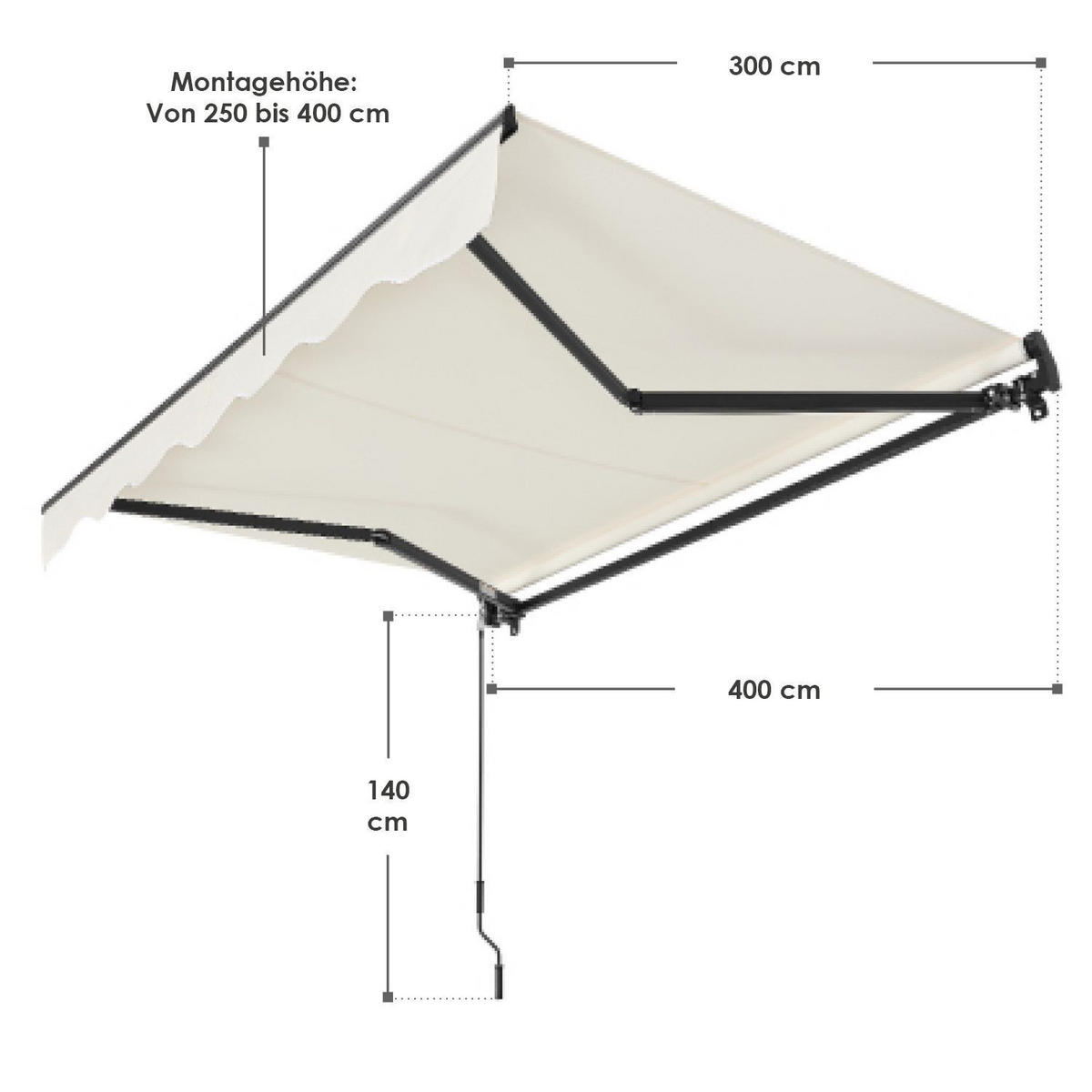 GELENKARMMARKISE beige 400x300 cm - Beige, Textil (400/250/300cm) - Juskys