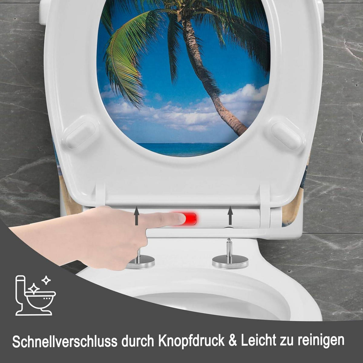 TOILETTENDECKEL mit Absenkautomatik, WC Sitz Deckel oval - Blau/Weiß, Kunststoff (37/2.5/45cm) - Woltu