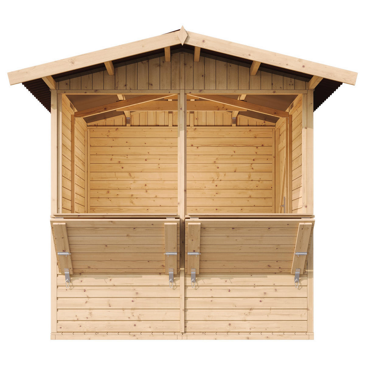 MARKTBUDE Holz, Gartenhaus - 200x200/4m2 M149 - Beige, Holz (253/232/263cm) - Timbela