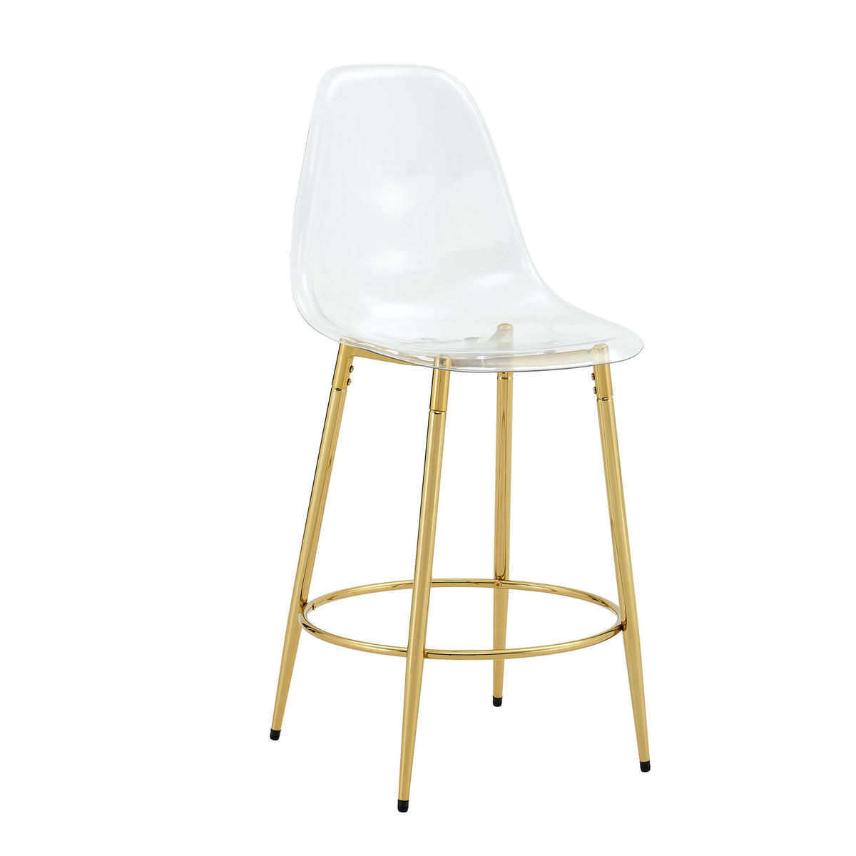 BARTISCH-SET DE-39404 3-teilig, Glastisch und 2 Hocker Gold - Goldfarben, Metall (89/92/89cm) - ComfortXL