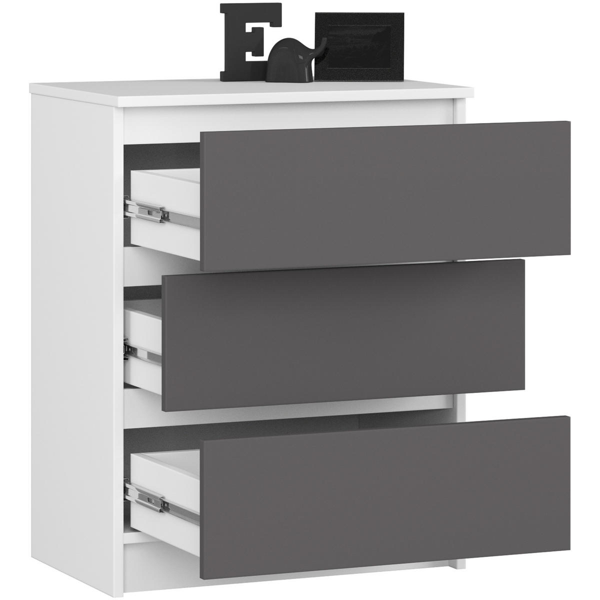 KOMMODE Weiß, Grau 60x40x77 cm - Weiß/Grau, Holzwerkstoff (60/77/40cm) - Akord