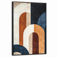LEINWAND Bilder mit Rahmen - Abstrakt - Formen - Dunkelblau - 60x90 - Cognac, Textil (60/90cm) - MuchoWow