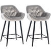 BARHOCKER 2er Set Samt grau - Schwarz/Grau, Textil/Metall (54/93.5/57.5cm) - CLP