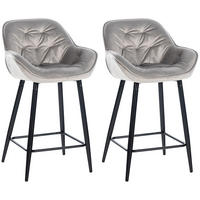 BARHOCKER 2er Set Samt grau - Schwarz/Grau, Textil/Metall (54/93.5/57.5cm) - CLP