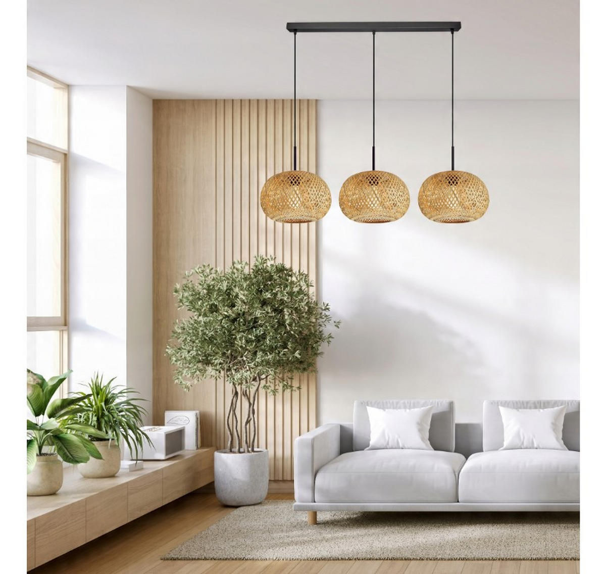 PENDELLEUCHTE BOHO - Beige, Holz/Metall (28/105/100cm) - kiki design