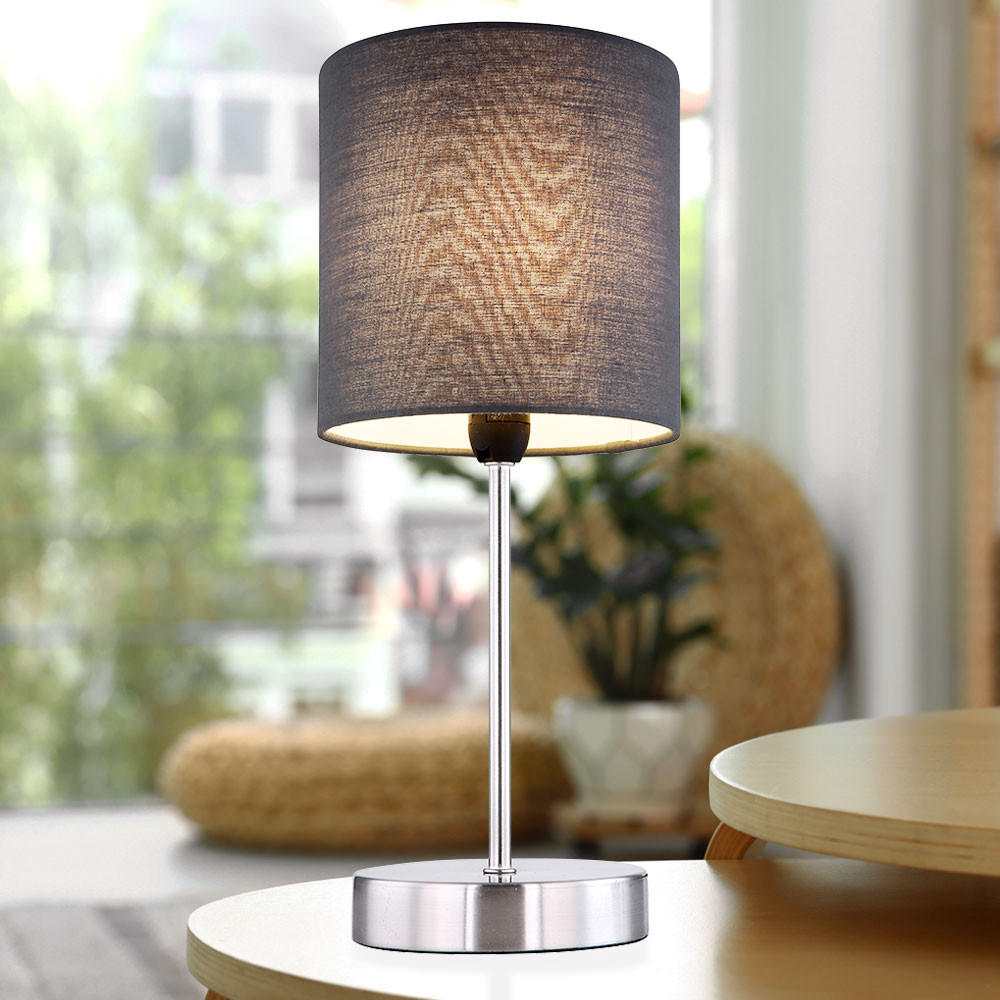 TISCHLEUCHTE Metall Textil Silber Anthrazit - Silberfarben, Metall (15/15/35cm)