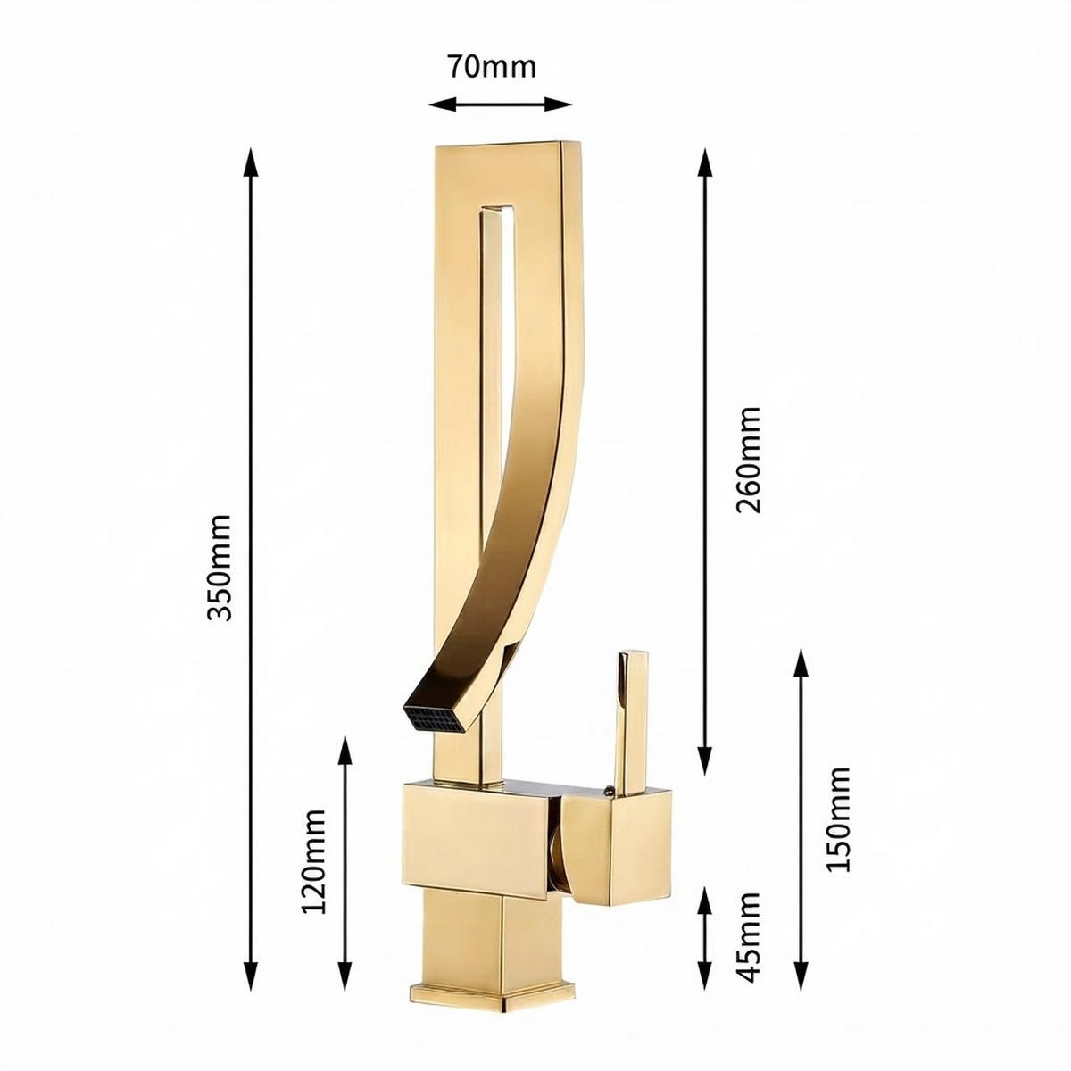 BADEZIMMERARMATUR, 350 mm hoch, gold - Goldfarben, Metall (42/12.5/14.5cm) - Vallsero