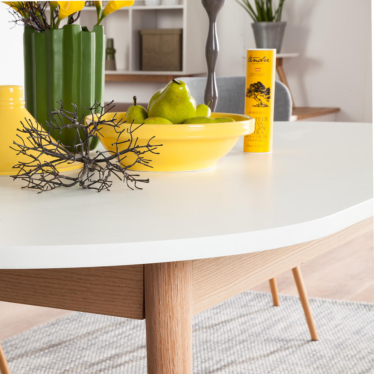 ESSTISCH oval - Eiche teilmassiv - Weiß, Holzwerkstoff (90/170/76cm) - home24