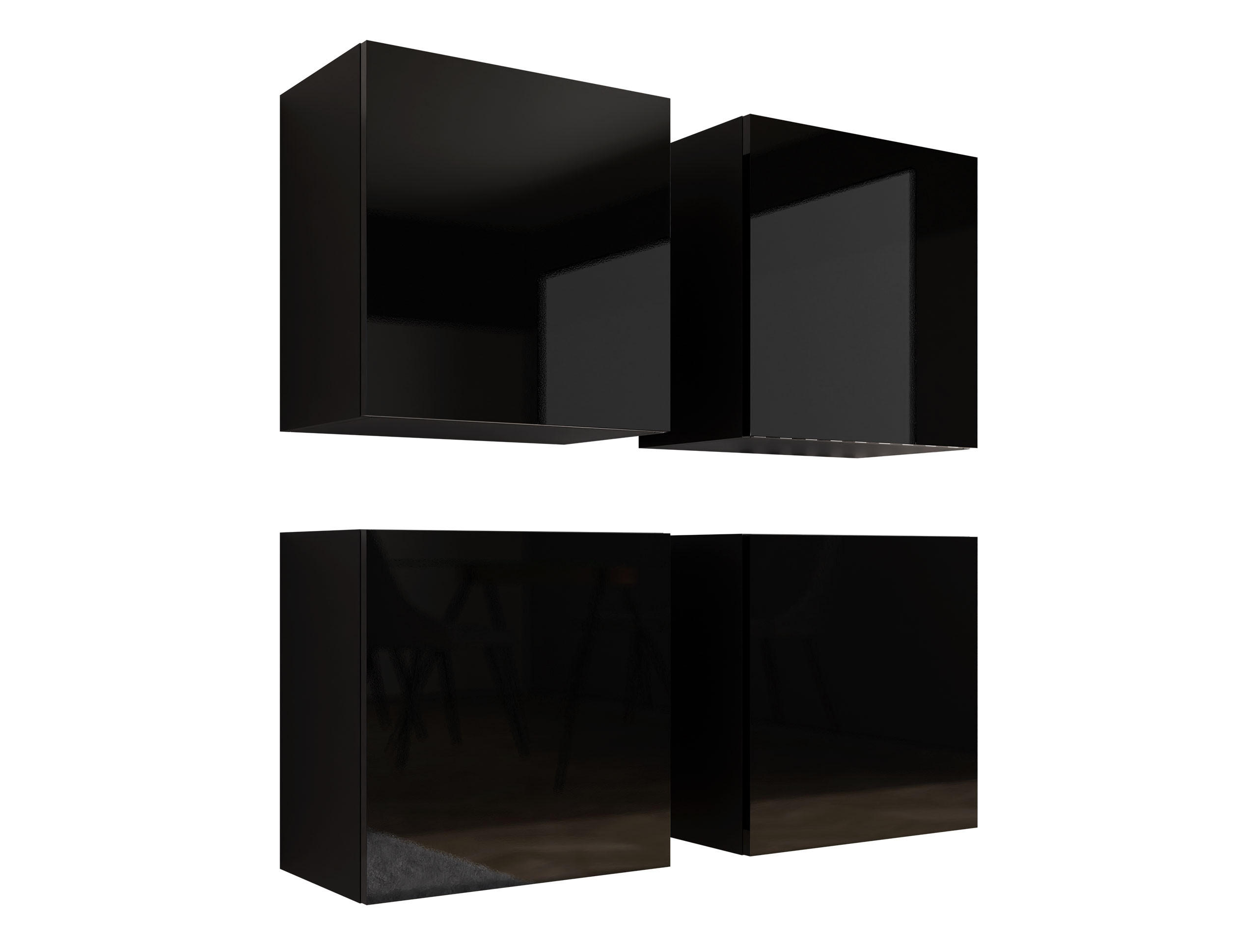 HÄNGEVITRINE Vigo - Schwarz Hochglanz/Schwarz, Holzwerkstoff (100/100/30cm) - MIRJAN24