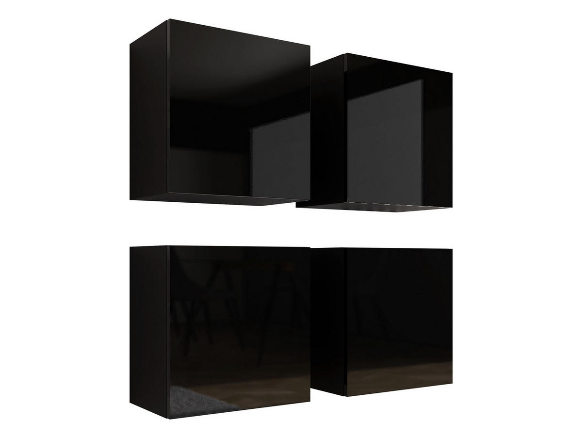 HÄNGEVITRINE Vigo - Schwarz Hochglanz/Schwarz, Holzwerkstoff (100/100/30cm) - MIRJAN24