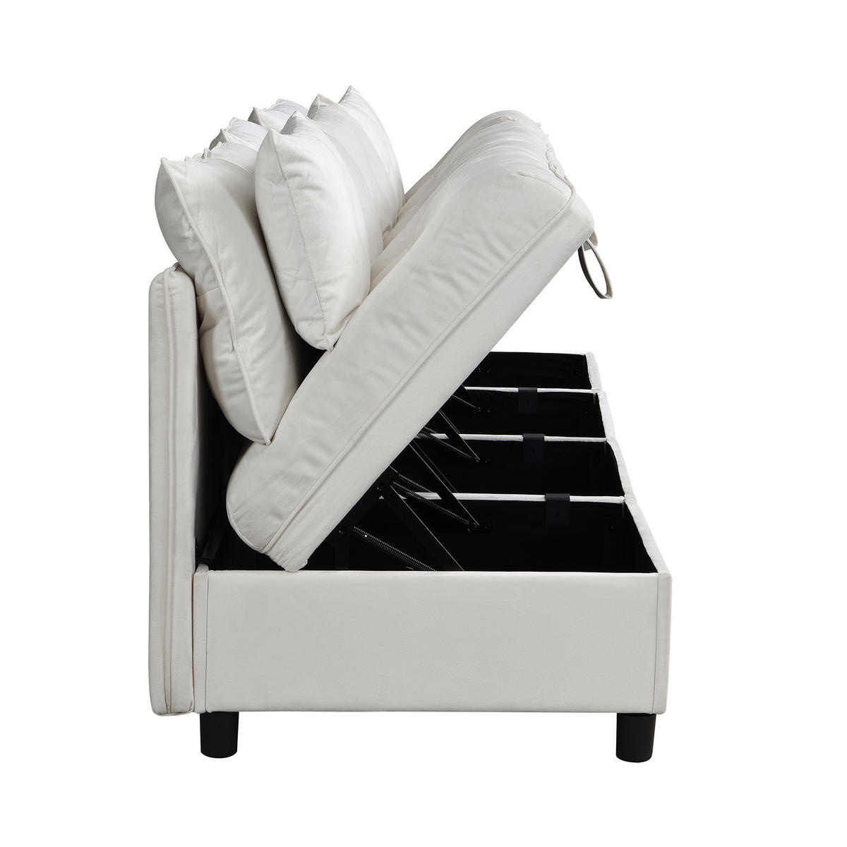 SOFA 4-Sitzer modulare Kombination mit Schlaffunktion Chenille Beige - Beige, Kunststoff (274/87/76cm) - OKWISH