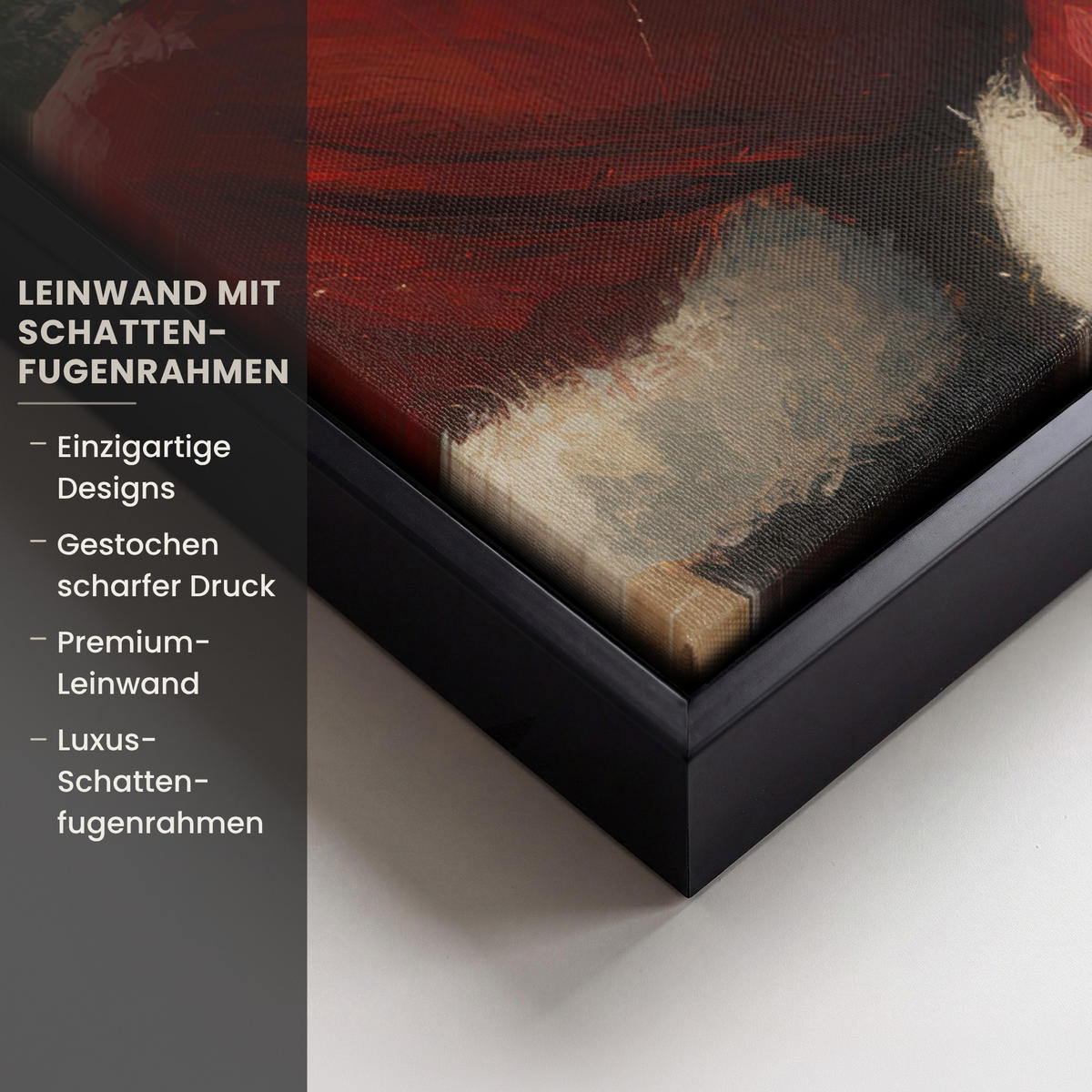 LEINWAND Bilder mit Rahmen - Weihnachten - Weihnachtsmann - Winter - Open Fireside - 70x100 - Dunkelrot, Textil (70/100cm) - MuchoWow