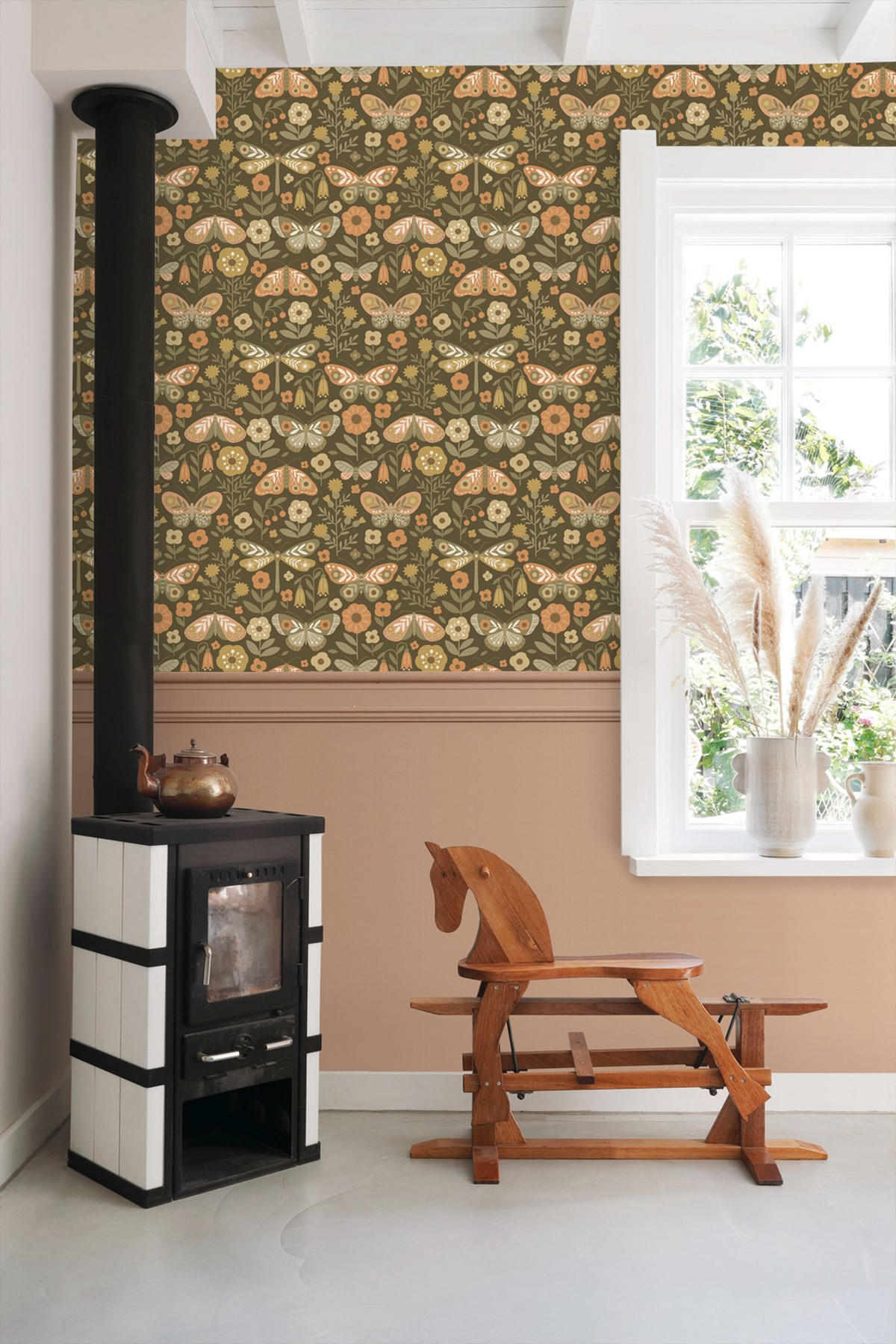 TAPETE Blumen & Schmetterlinge 50 x 900 cm - Grün, Papier (50/0.1cm) - ESTAhome