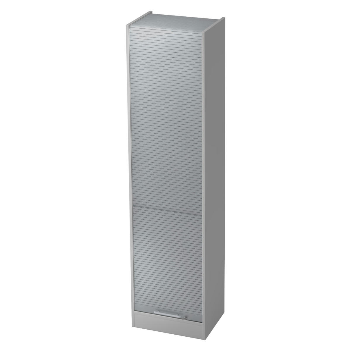 ROLLLADENSCHRANK - 5 Ordnerhöhen 40/50/200,4 cm in Grau/Silberfarben Relinggriff (Kunststoff) - Silberfarben/Grau, Holzwerkstoff (50/200.4/40cm) - bümö