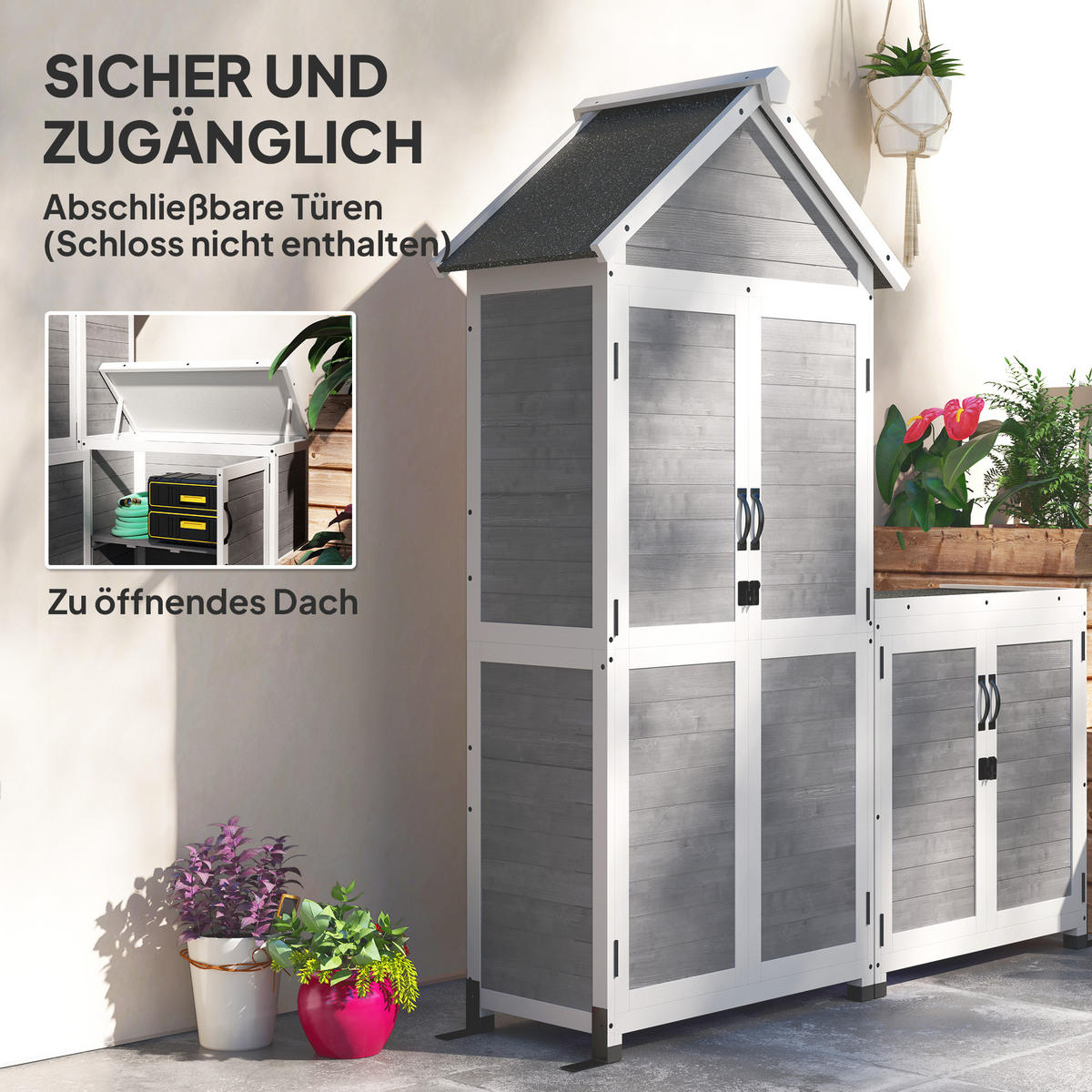 GARTENSCHUPPEN DE-09218 Hellgrau - Hellgrau, Holz (51/182/89cm) - ComfortXL