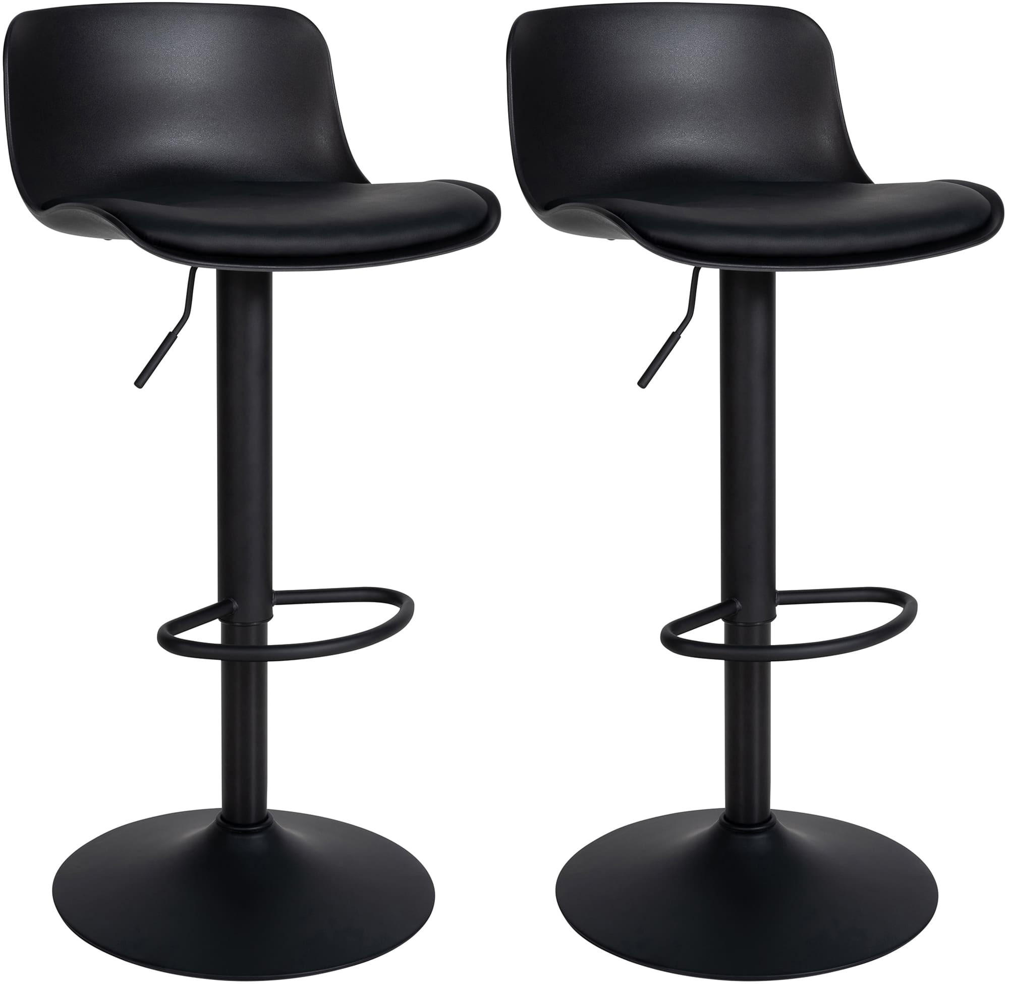 BARHOCKER 2er Set Lederlook schwarz - Schwarz, Textil/Metall (43.5/75/46cm) - CLP