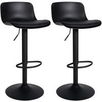 BARHOCKER 2er Set Lederlook schwarz - Schwarz, Textil/Metall (43.5/75/46cm) - CLP