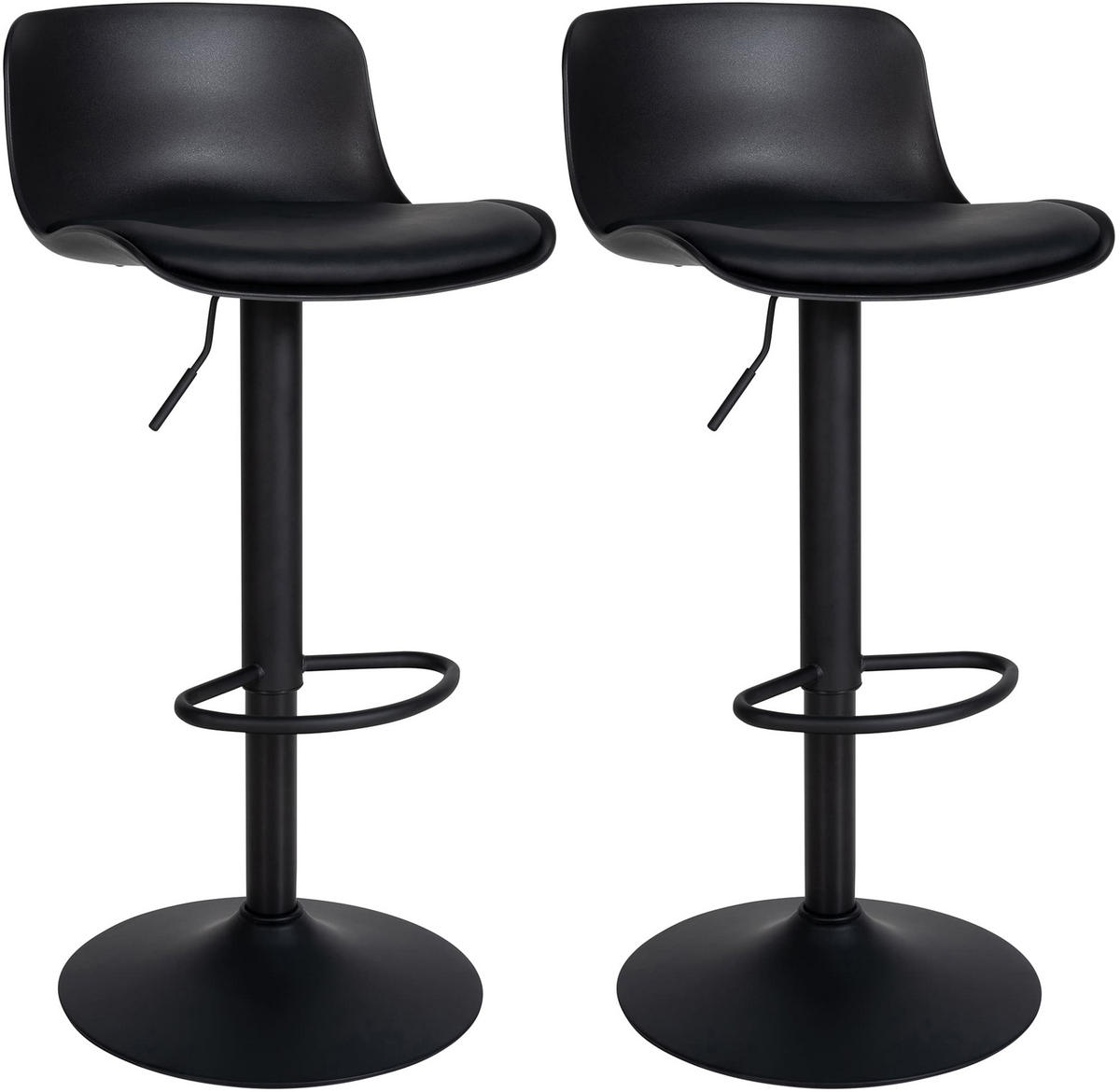 BARHOCKER 2er Set Lederlook schwarz - Schwarz, Textil/Metall (43.5/75/46cm) - CLP