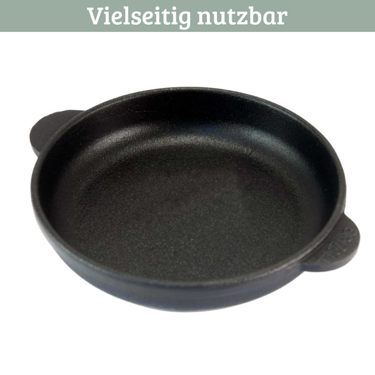 SERVIERPFANNE Gusseisen MODI mit Holzuntersetzer 18 cm ⌀ - Schwarz, Metall (18/18/2.5cm) - DELUKE
