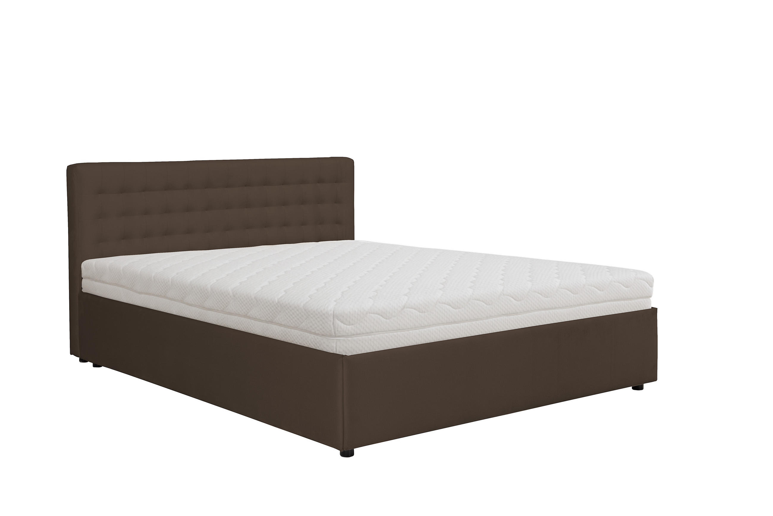 POLSTERBETT mit Bettkasten und Matratze FORTE, Braun, 160x200 cm - Braun, Textil (160/200cm) - KS Home Concept