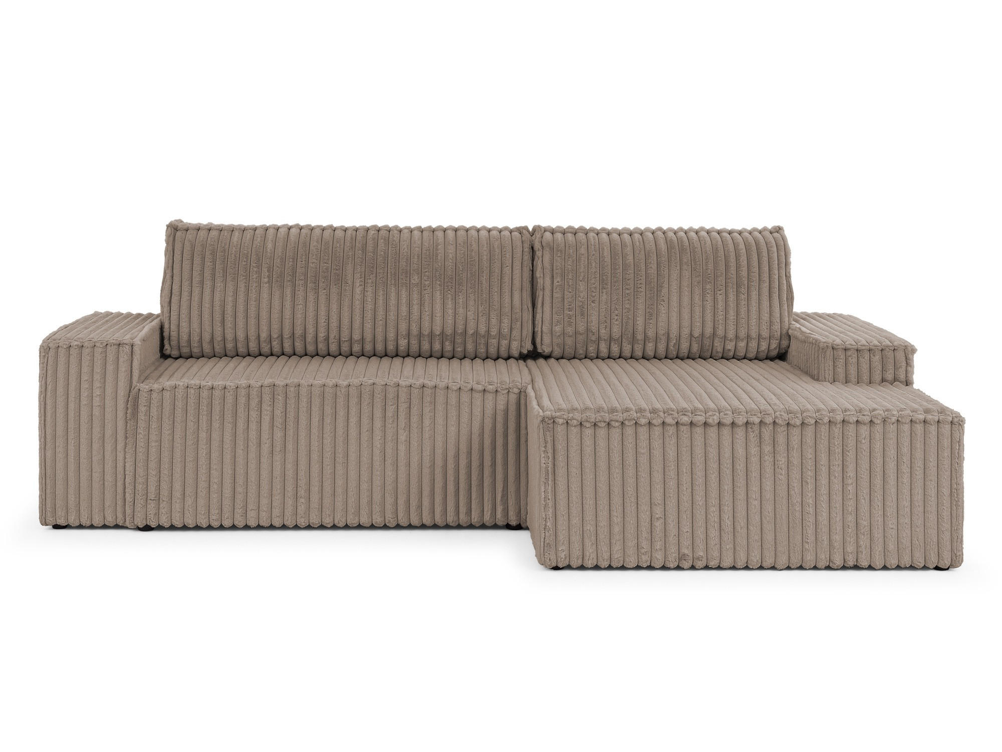 ECKSOFA Rivio mit Schlaffunktion und Bettkasten, Plüschcord Taupe - Taupe/Schwarz, Holz/Kunststoff (262/149cm) - S-Style