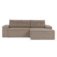ECKSOFA Rivio mit Schlaffunktion und Bettkasten, Plüschcord Taupe - Taupe/Schwarz, Holz/Kunststoff (262/149cm) - S-Style