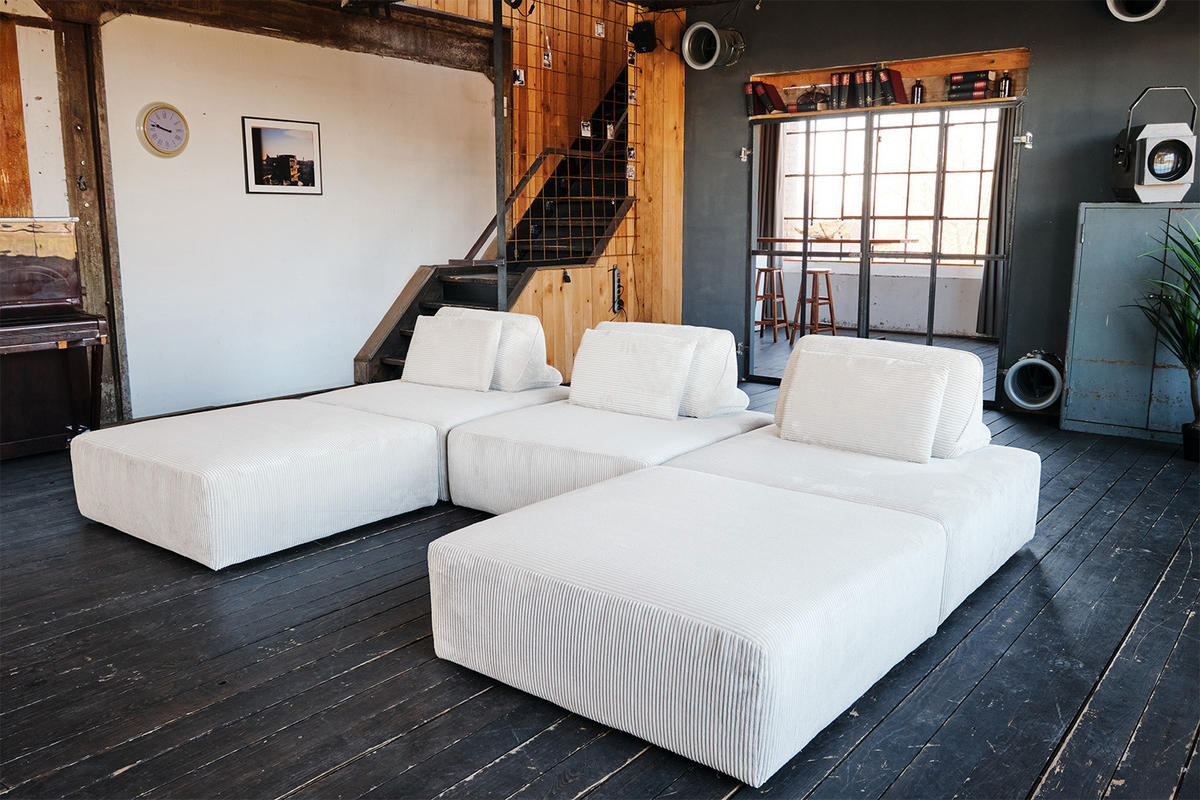 MODULSOFA WIOLO SOFT 5 MODULE 5 KISSEN Cremeweiß Cord - Creme/Schwarz, Kunststoff/Textil (333/84/222cm) - KAWOLA