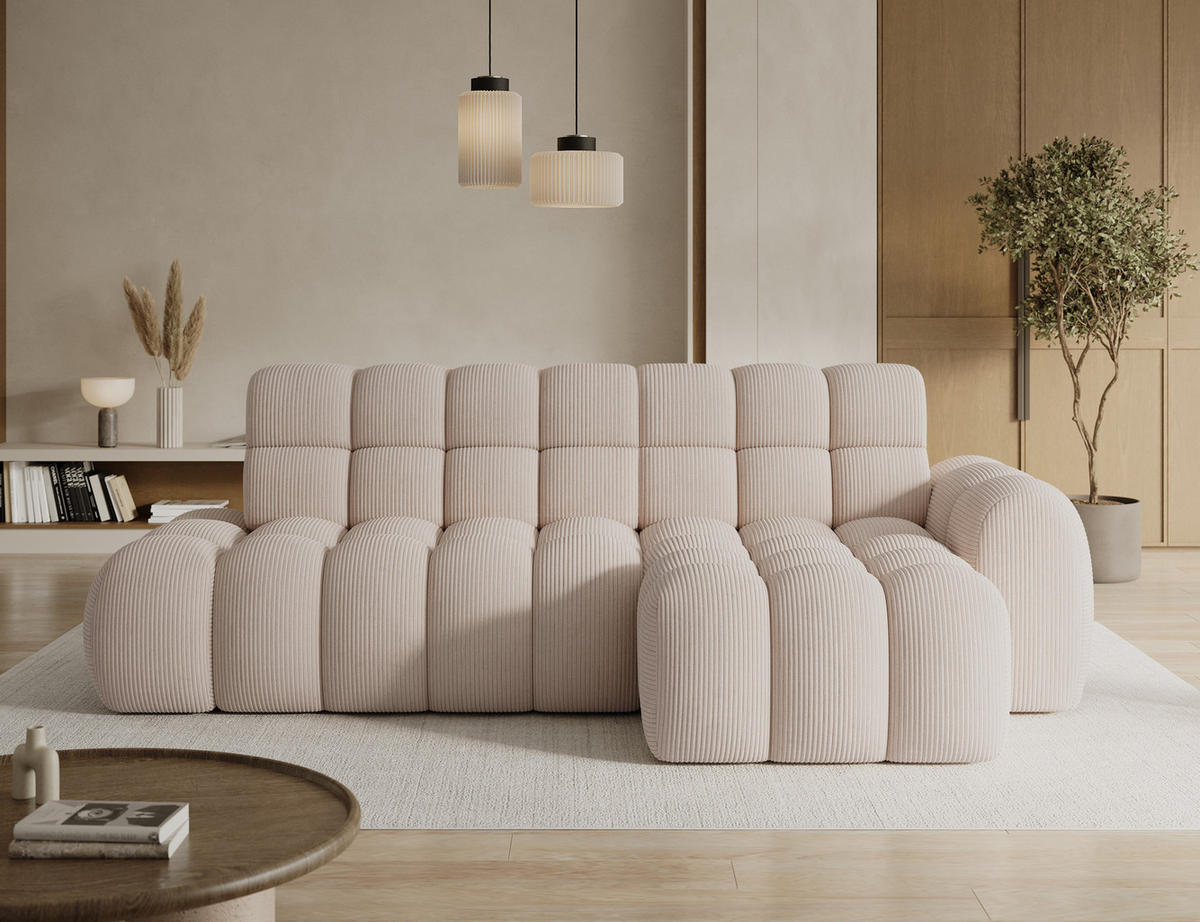 ECKSOFA Lorveno R - Creme (Jarell 20) - Creme, Holzwerkstoff (283/165cm) - Möblo