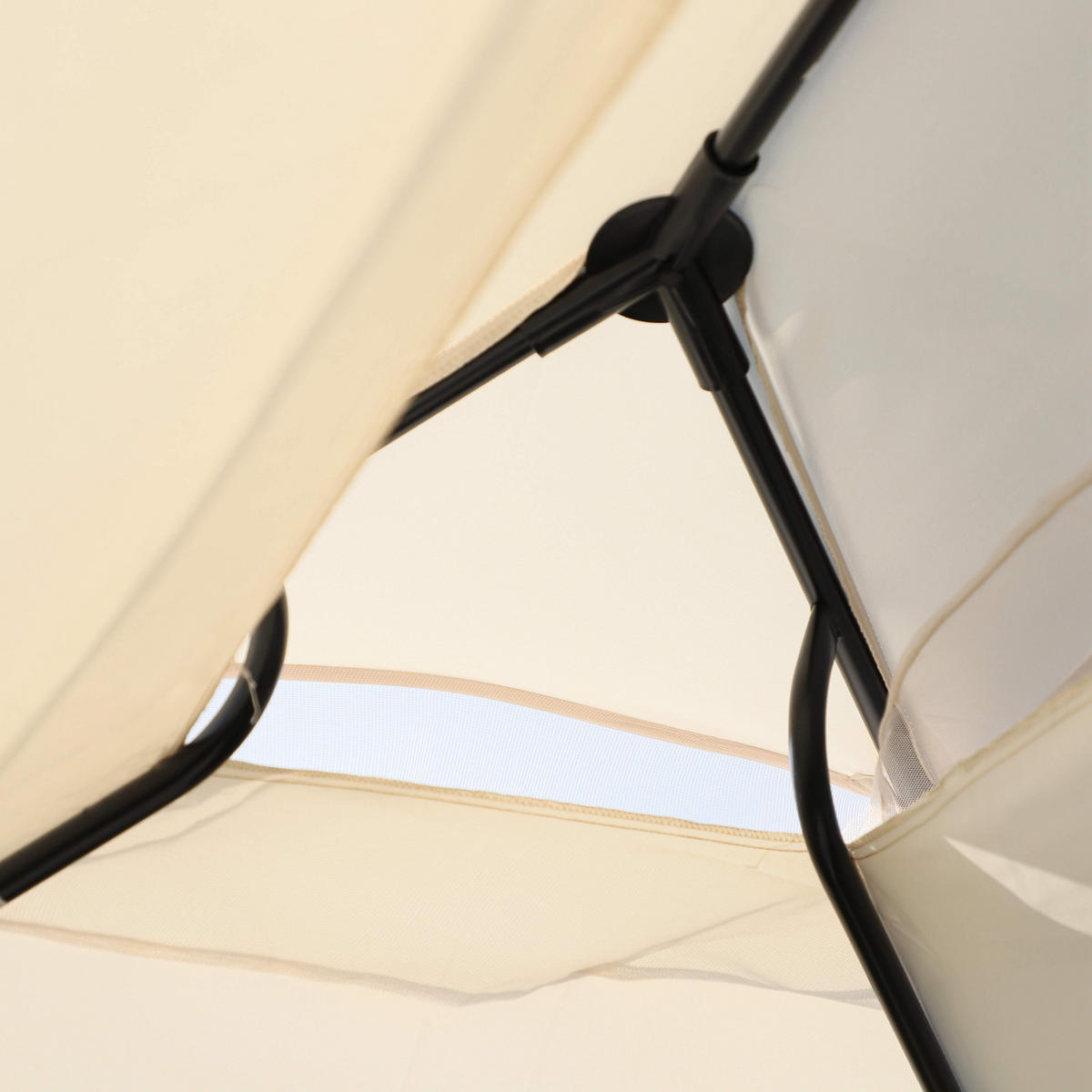 3-SITZER Hollywoodschaukel Gartenschaukel Pavillon Seitenwände Liegefunktion - Beige, Metall (172/248/256cm) - Outsunny