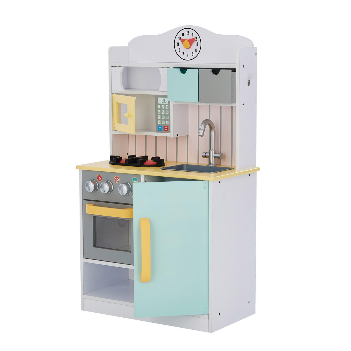 KINDERKÜCHE Spielküche, Grün/Gelb, 90cm - Grün, Holzwerkstoff (55/30/90cm) - Teamson Kids