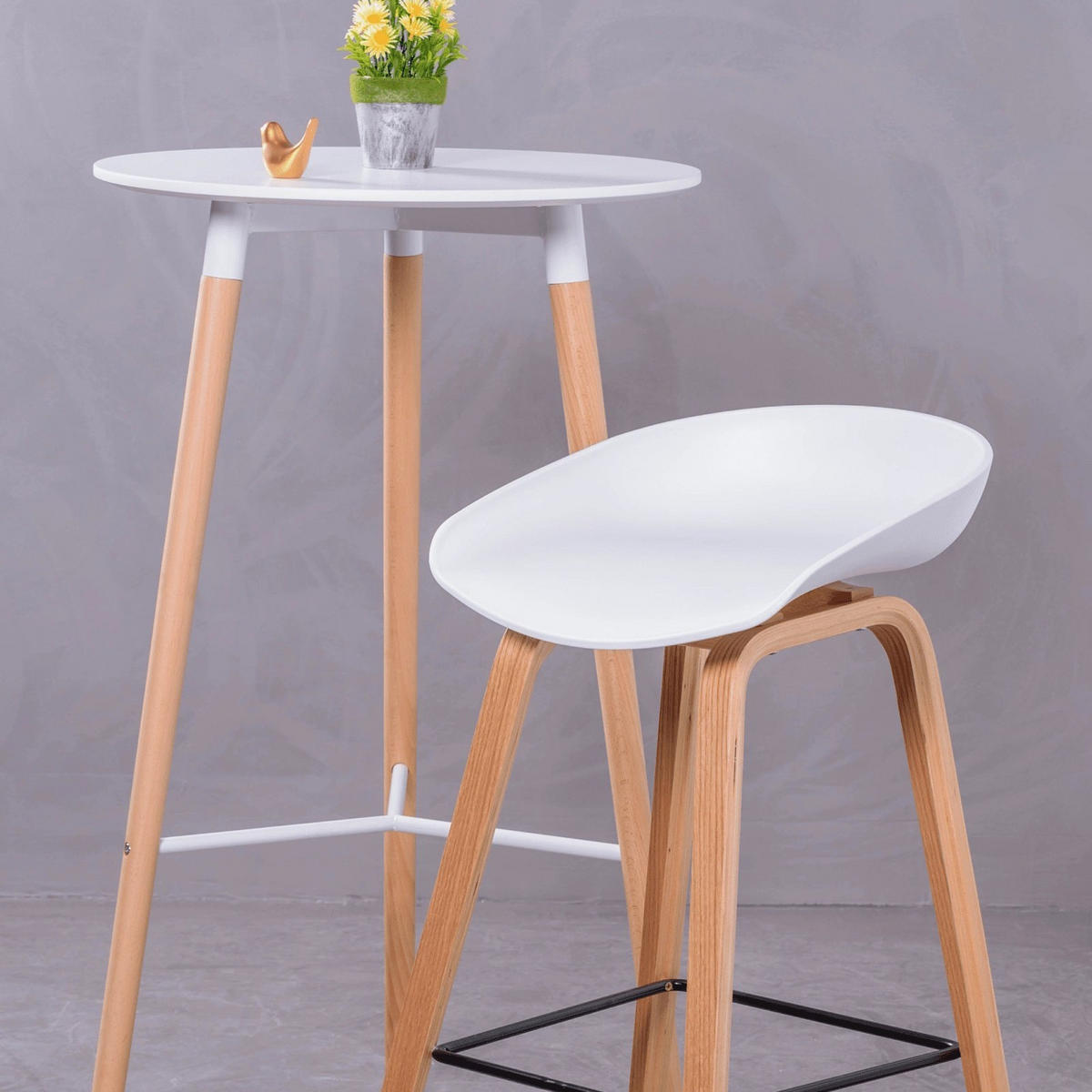 HOCHTISCH STIL Rund Weiß 60/60/105 cm - Weiß, Holz (60/105/60cm) - Nest Dream