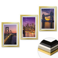 WANDBILDER 3er Set - 20x30 cm Goldrahmen - Brücken, Sonne, Stadtblick - Goldfarben, Kunststoff (20/30cm) - ArtPrintCave
