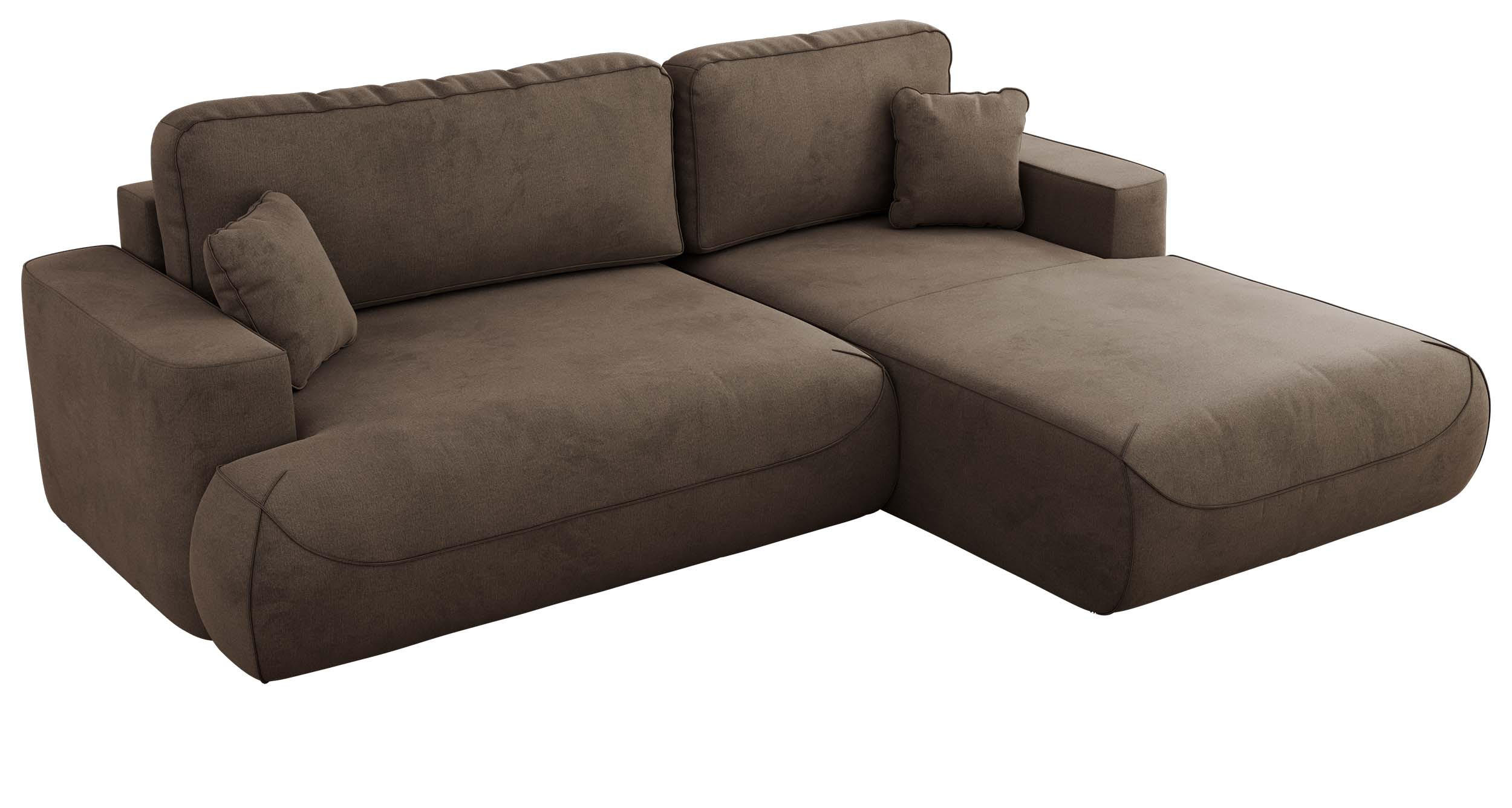 ECKSOFA OVO L Braun Velvet - Rechts Seite - Schwarz/Braun, Kunststoff/Textil (195/271cm) - MKS