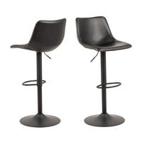 HOCKER höhenverstellbar aus Kunstleder und Metall H61-83cm - Anartia - Schwarz - Schwarz, Naturmaterialien (47/110/51cm) - Drawer