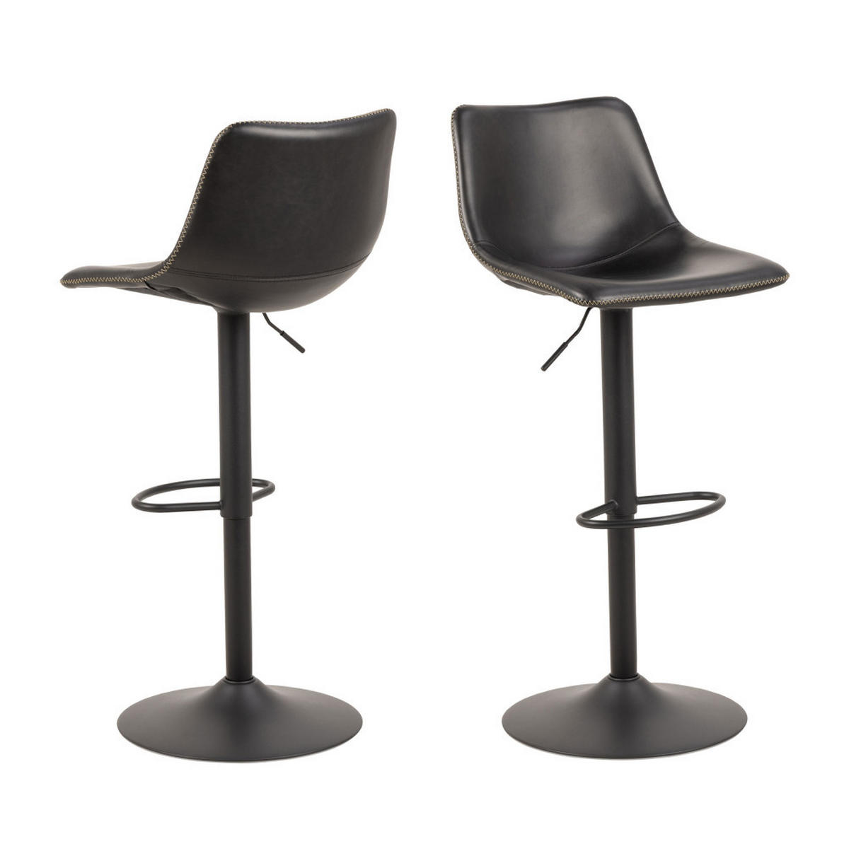 HOCKER höhenverstellbar aus Kunstleder und Metall H61-83cm - Anartia - Schwarz - Schwarz, Naturmaterialien (47/110/51cm) - Drawer