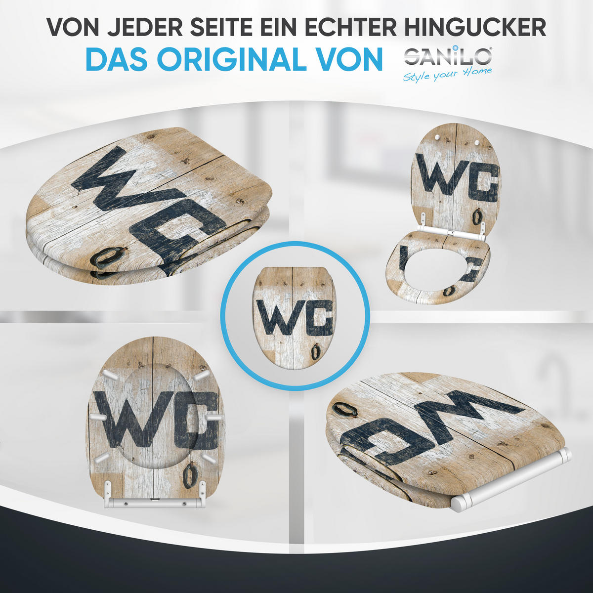 WC-SITZ mit Absenkautomatik & Top Fix Old Style - Braun, Holzwerkstoff (37.7/5.5/48cm) - Sanilo