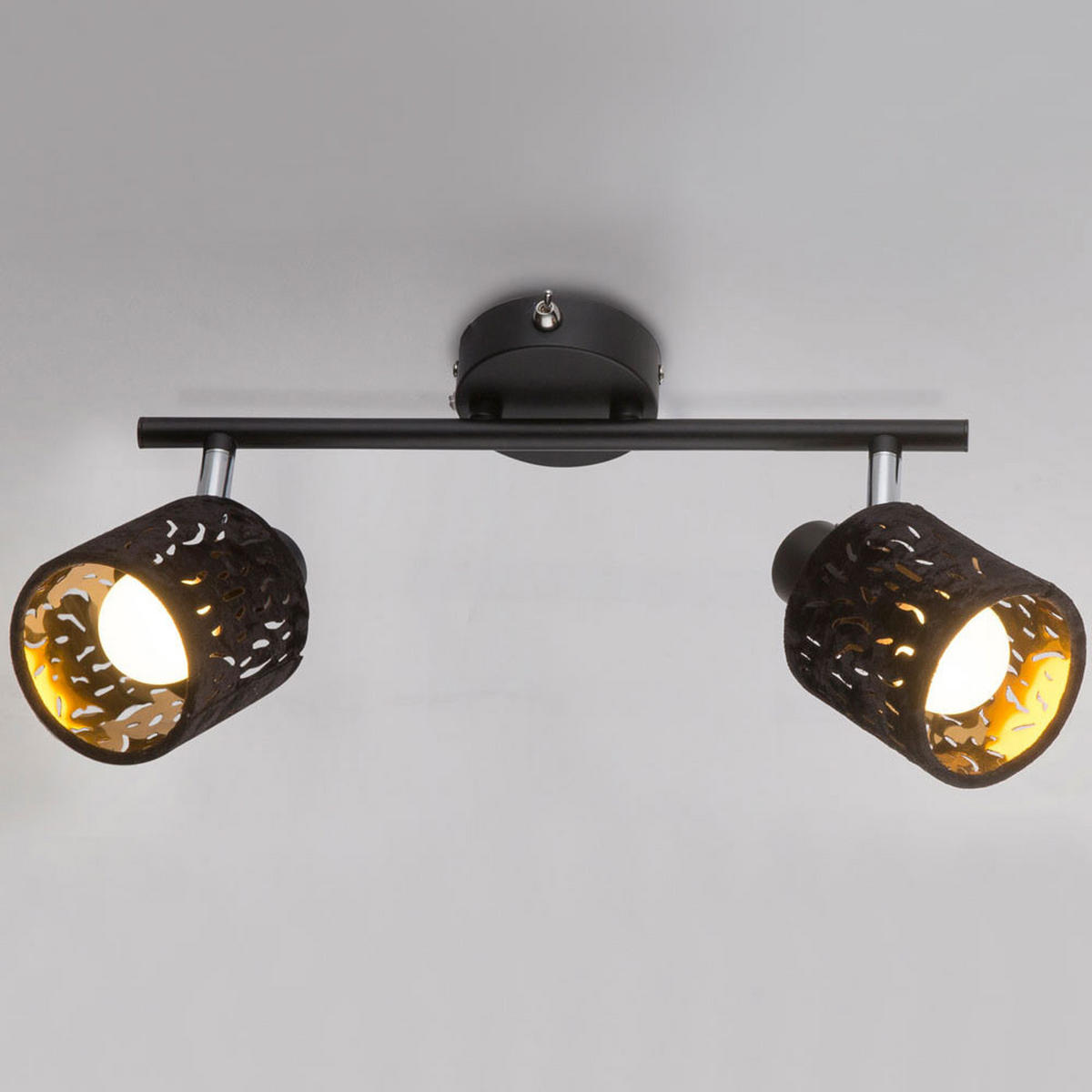 DECKENLEUCHTE TROY Samt Schwarz Gold - Schwarz, Metall (32/14/15cm)