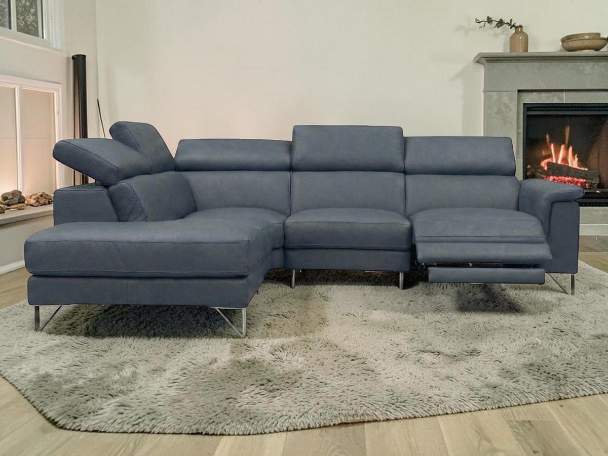 ECKSOFA Antares Echtleder mit 1 x Relaxfunktion Anthrazit - Anthrazit, Leder/Metall (224/276cm)