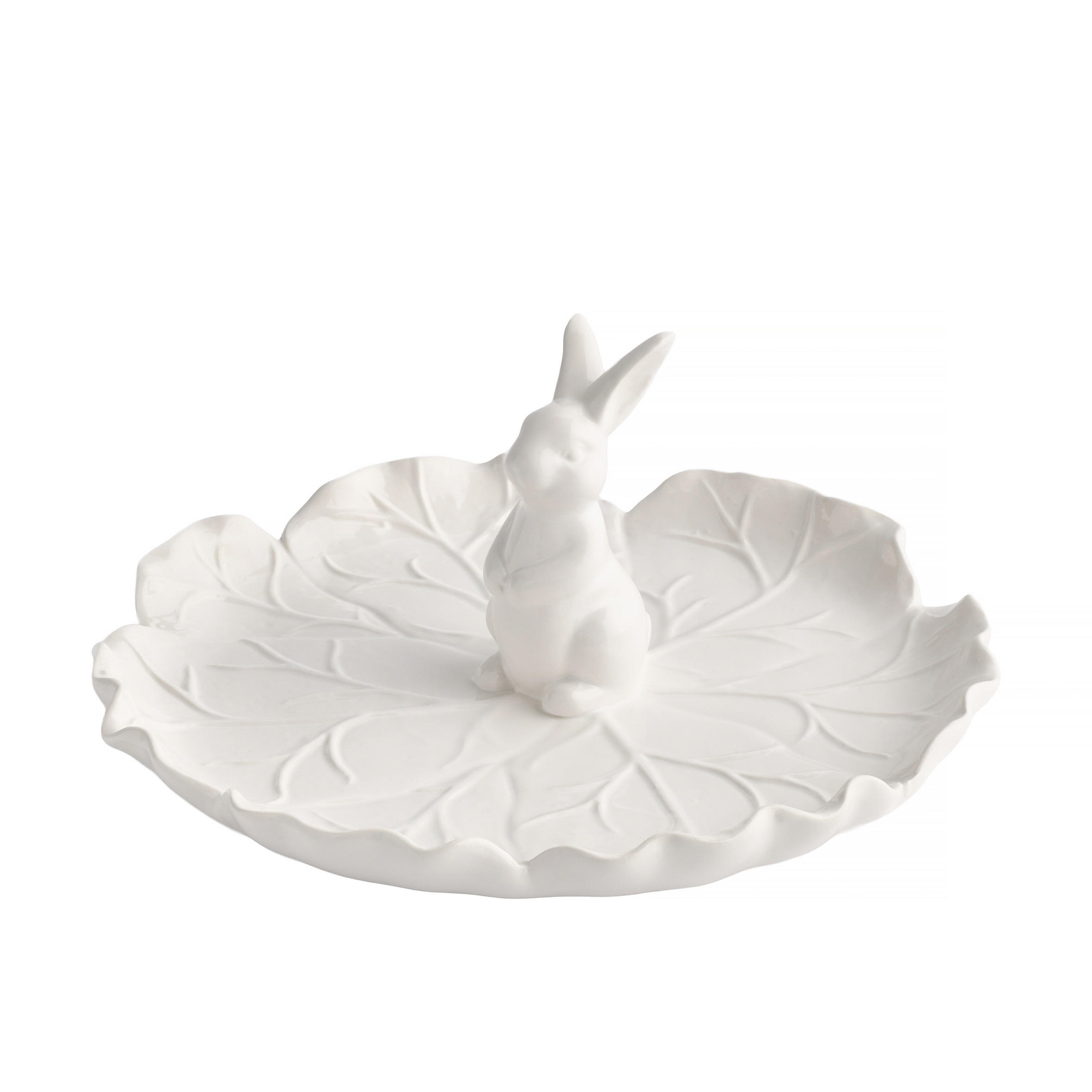 SERVIERTELLER Whitebunno - Weiß, Stein (25.6/11.7/25.6cm) - home&you