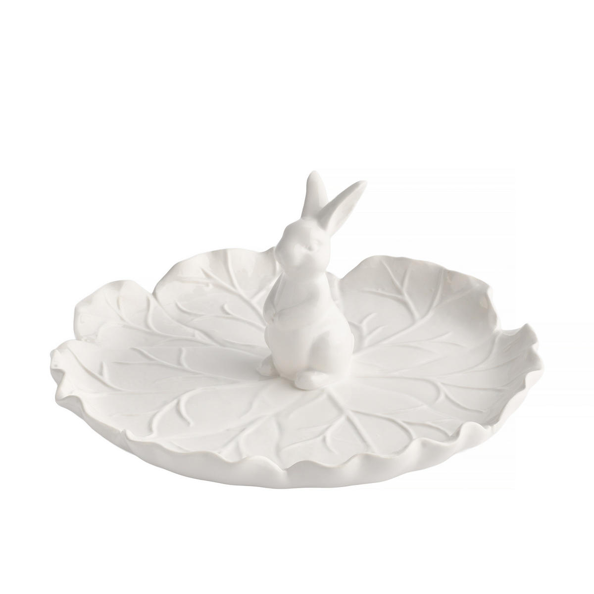 SERVIERTELLER Whitebunno - Weiß, Stein (25.6/11.7/25.6cm) - home&you