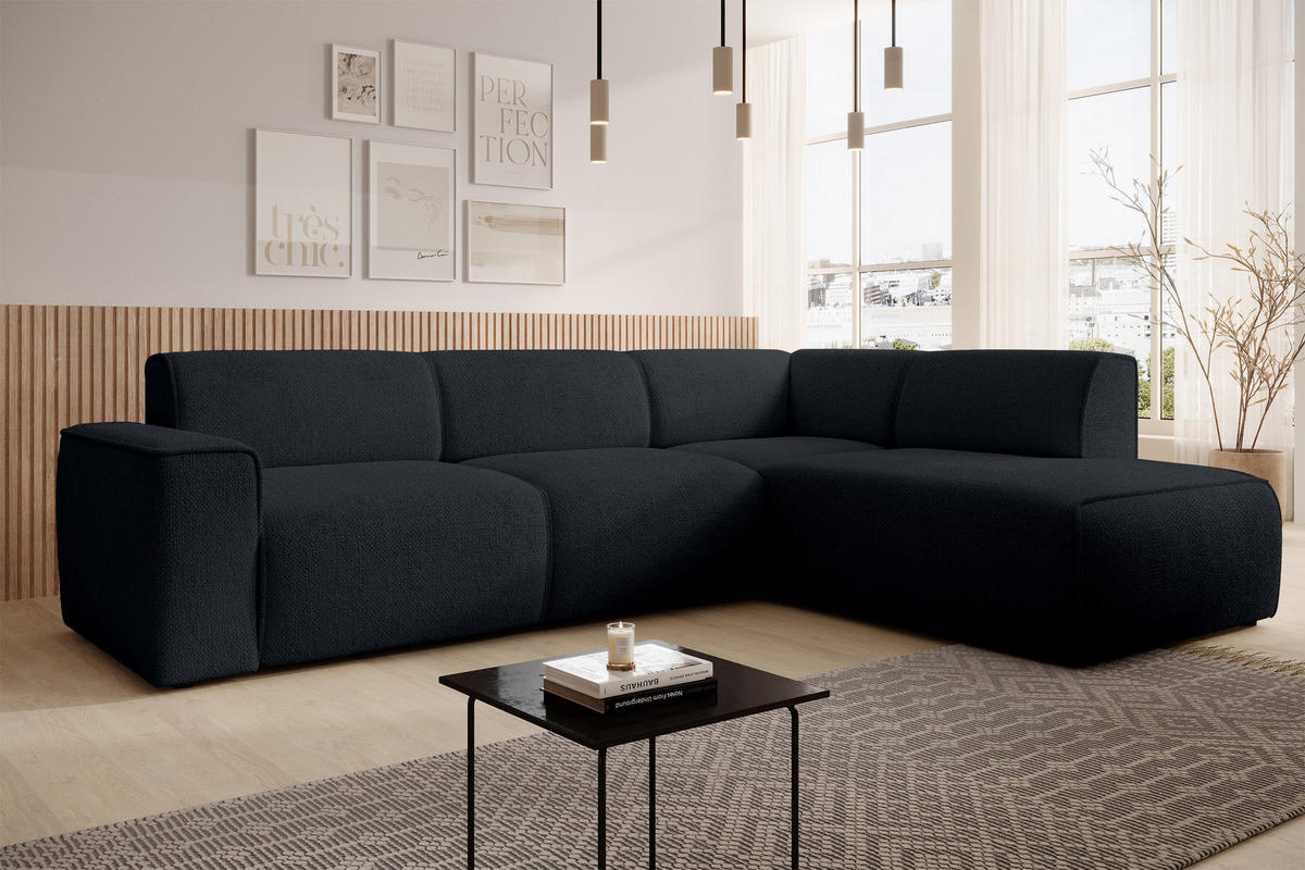 ECKSOFA L Form Didim Schwarz 292/220/78 cm – großes Sofa stilvoll & bequem R - Schwarz, Kunststoff/Textil (292/220cm) - AX Living