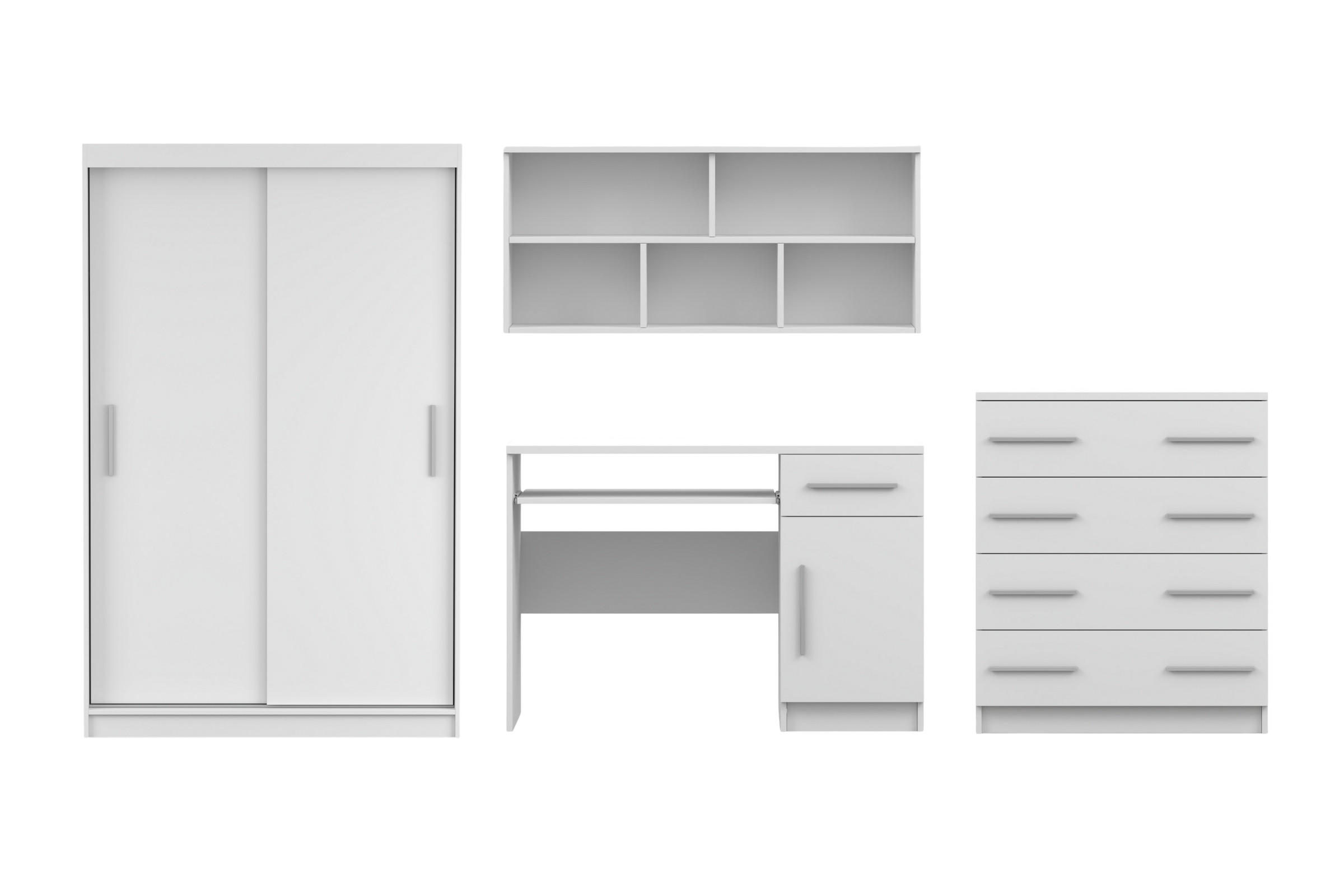 JUGENDZIMMER-SET TILL 04 PLUS 4-teilig in Weiß matt - Weiß, Holzwerkstoff (410/200/61cm) - Deine Möbel 24
