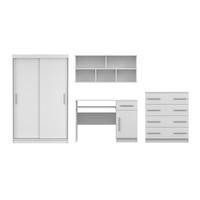 JUGENDZIMMER-SET TILL 04 PLUS 4-teilig in Weiß matt - Weiß, Holzwerkstoff (410/200/61cm) - Deine Möbel 24