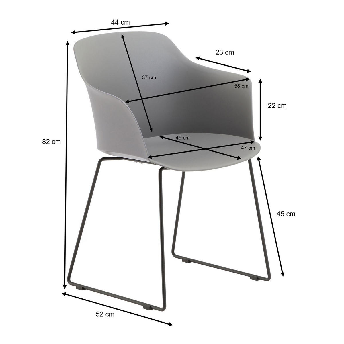 GARTENSTÜHLE FORO 4er-Set grau - Grau, Textil (58/82/52cm) - IDIMEX