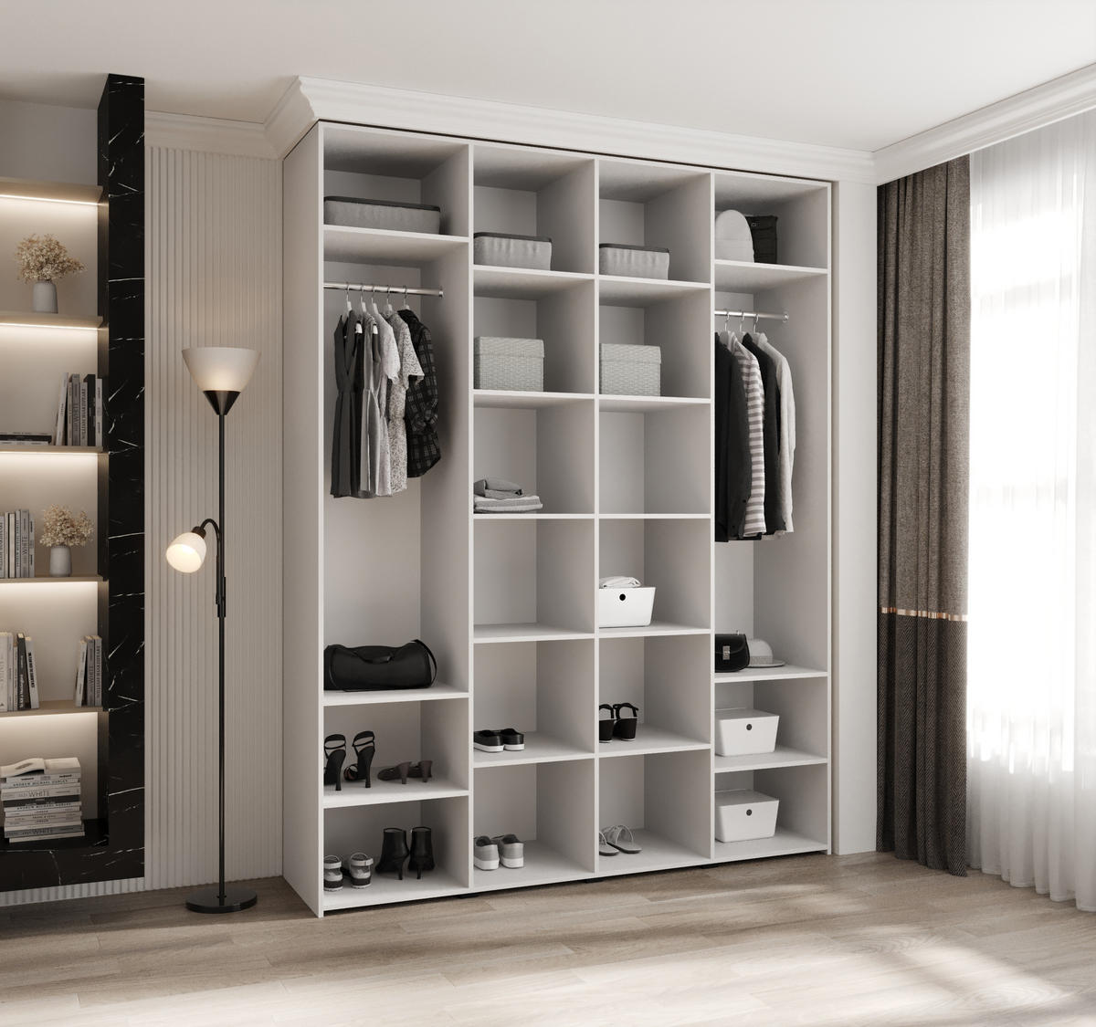 DREHTÜRENSCHRANK 245,5/190/50 4-türig - Kaschmir/Schwarz, Holz/Metall (190/245.5/50cm) - Abiks Möbel
