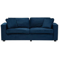 3-SITZER-SOFA Samtstoff Marineblau Falun - Hellblau, Textil (204/82/78cm) - Beliani