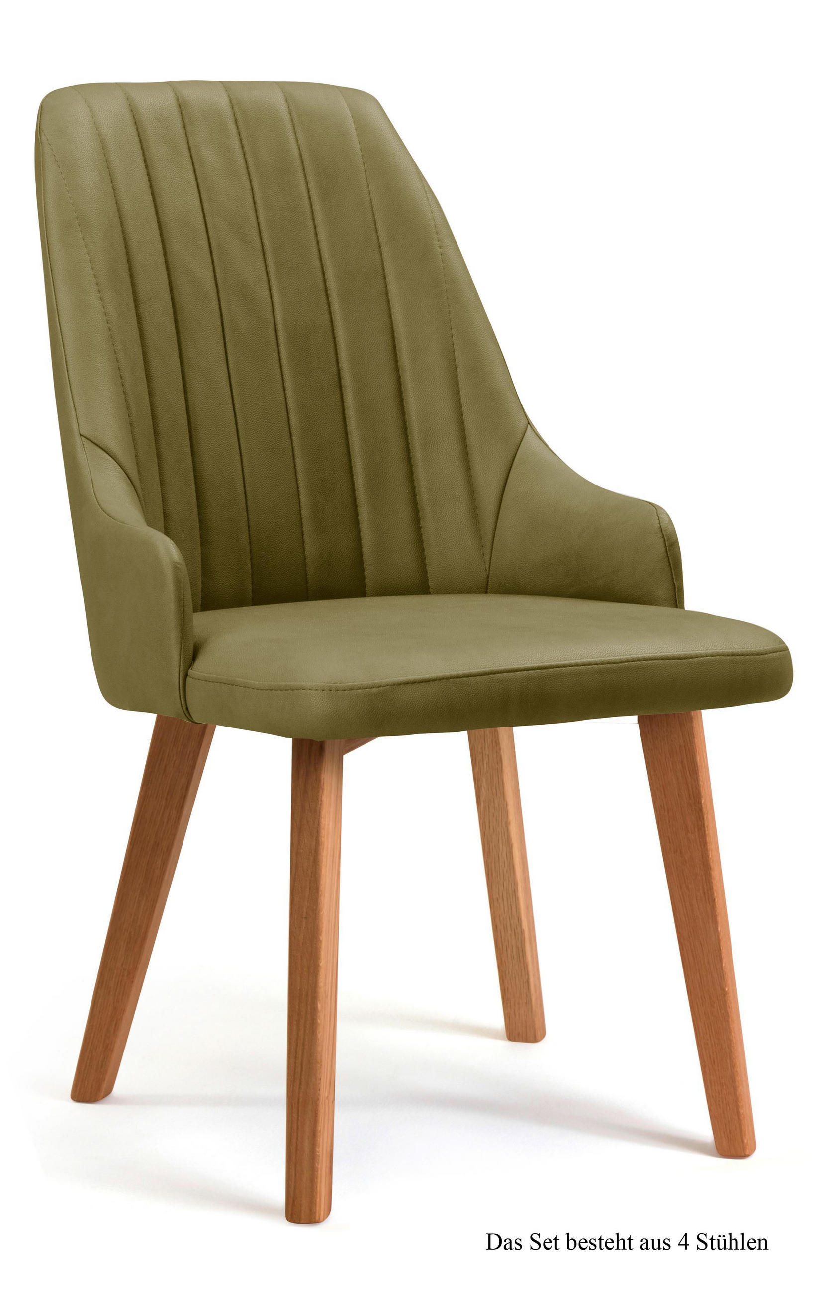 ESSZIMMERSTUHL (4er-Set) Daryl 52x91x60 Eiche geölt/Olivgrün - Eichefarben/Olivgrün, Kunststoff (60/91/52cm) - 58aufmkessel