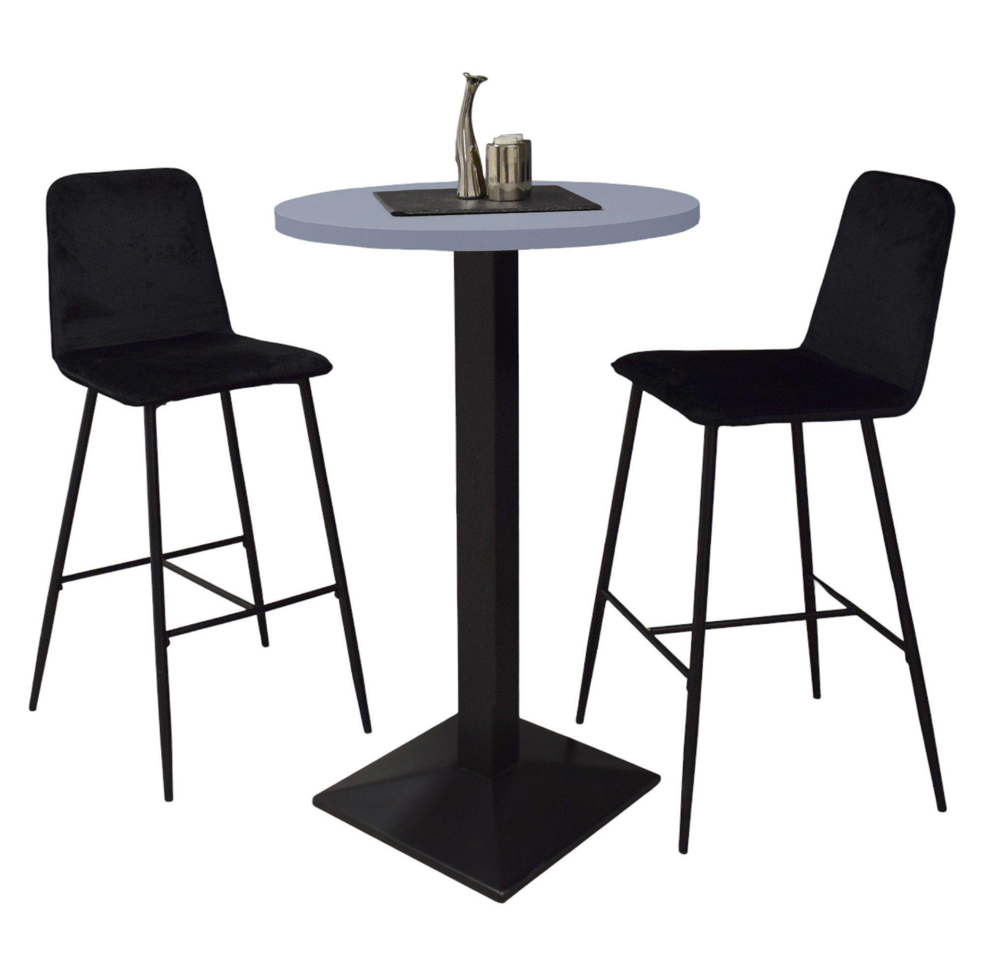 TRESENTISCH rund Eleanore 70 cm schwarz matt/aqua matt lack - Blau, Metall (70/70/106cm) - 58aufmkessel